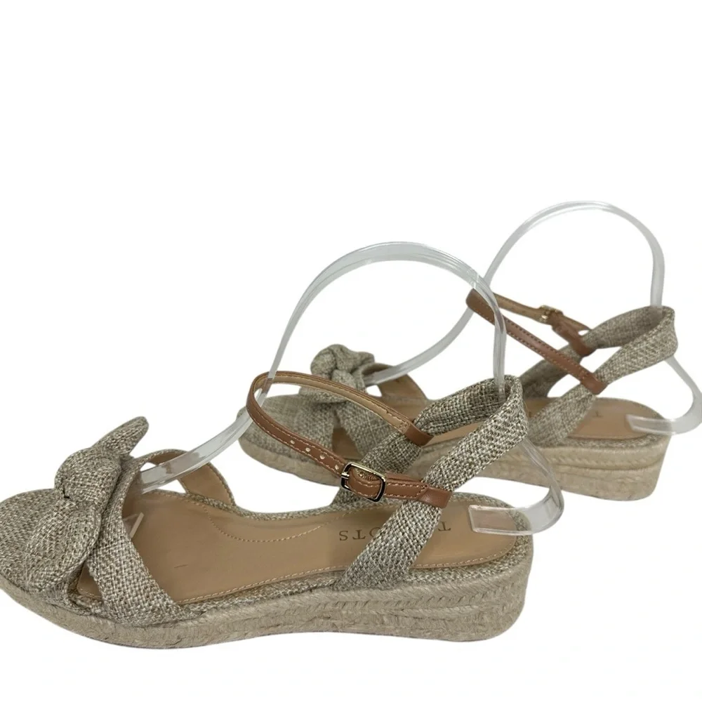Talbots Linen Bow Espadrille Wedge Sandal Size 6.5